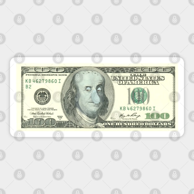 Squid-ward 100 dollar bill Sticker by taheldesigns